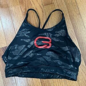 Cyclebar Black and Red Patterned Sports Bra